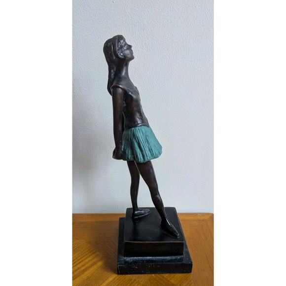 The Little Dancer, Aged 14 by Degas Bronze Figure Sculpture on Marble 11" - Picture 2 of 5